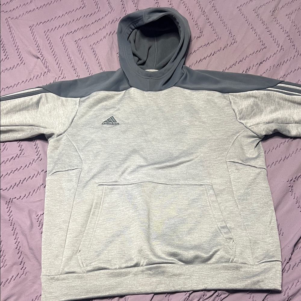 Adidas Men's Gray and Dark Gray Hoodie